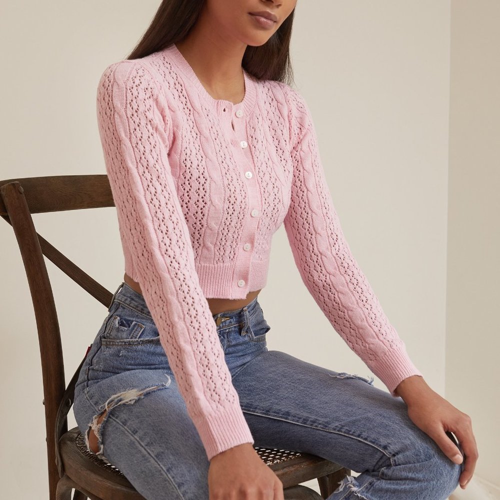 Joanie Open Weave Crop Cardigan